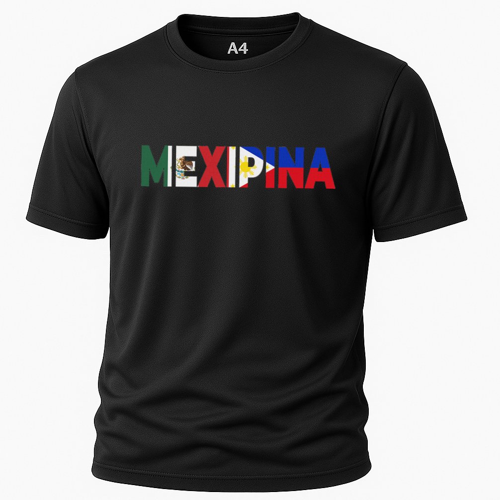 Mexipina Half Mexican Filipina With Mexico Philippines Flag Cooling Performance Crew T-Shirt