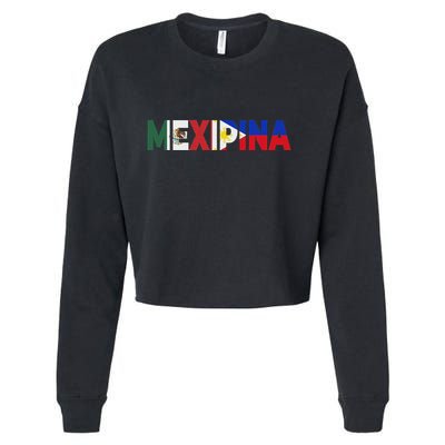 Mexipina Half Mexican Filipina With Mexico Philippines Flag Cropped Pullover Crew