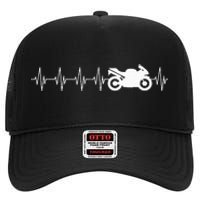 Motorcycle Heartbeat High Crown Mesh Back Trucker Hat