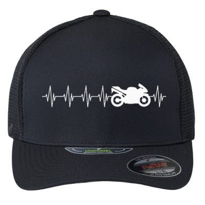 Motorcycle Heartbeat Flexfit Unipanel Trucker Cap