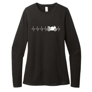 Motorcycle Heartbeat Womens CVC Long Sleeve Shirt