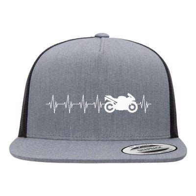 Motorcycle Heartbeat Flat Bill Trucker Hat