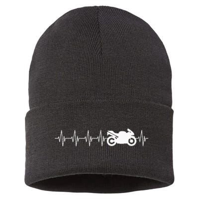 Motorcycle Heartbeat Sustainable Knit Beanie