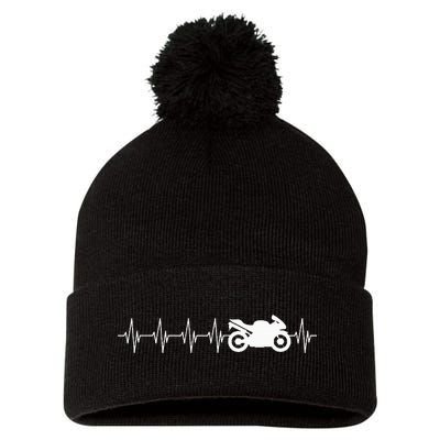 Motorcycle Heartbeat Pom Pom 12in Knit Beanie