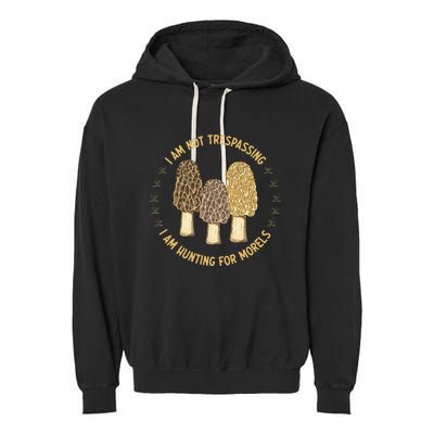 Mushroom Hunting Mycology Foraging Morel Garment-Dyed Fleece Hoodie