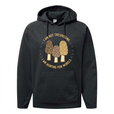 Mushroom Hunting Mycology Foraging Morel Performance Fleece Hoodie