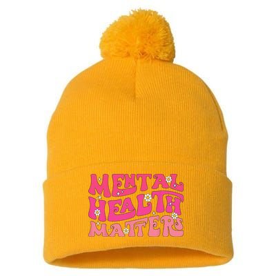 Mental Health Matters Groovy Psychologist Therapy Squad Pom Pom 12in Knit Beanie