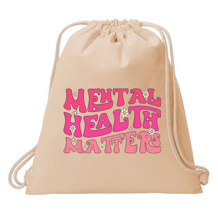 Mental Health Matters Groovy Psychologist Therapy Squad Drawstring Bag