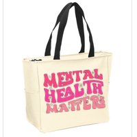 Mental Health Matters Groovy Psychologist Therapy Squad Zip Tote Bag