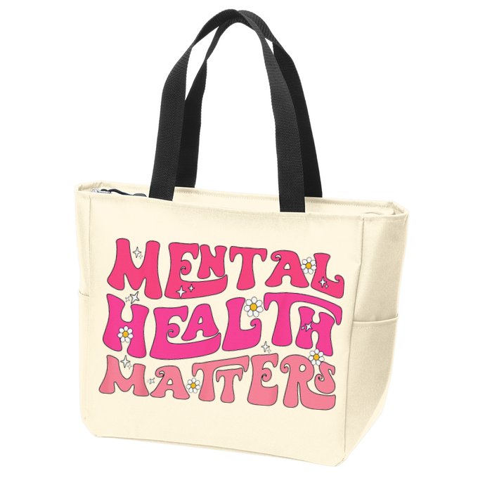 Mental Health Matters Groovy Psychologist Therapy Squad Zip Tote Bag