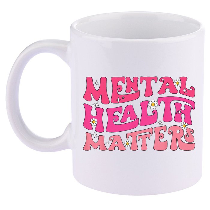 Mental Health Matters Groovy Psychologist Therapy Squad 11oz C Handle Ceramic Mug