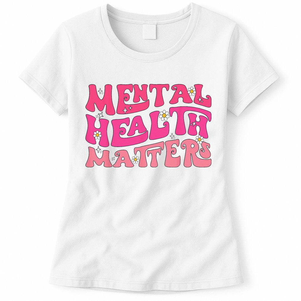 Mental Health Matters Groovy Psychologist Therapy Squad Womens T-Shirt