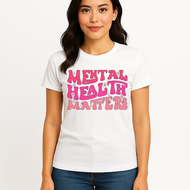 Mental Health Matters Groovy Psychologist Therapy Squad Womens T-Shirt