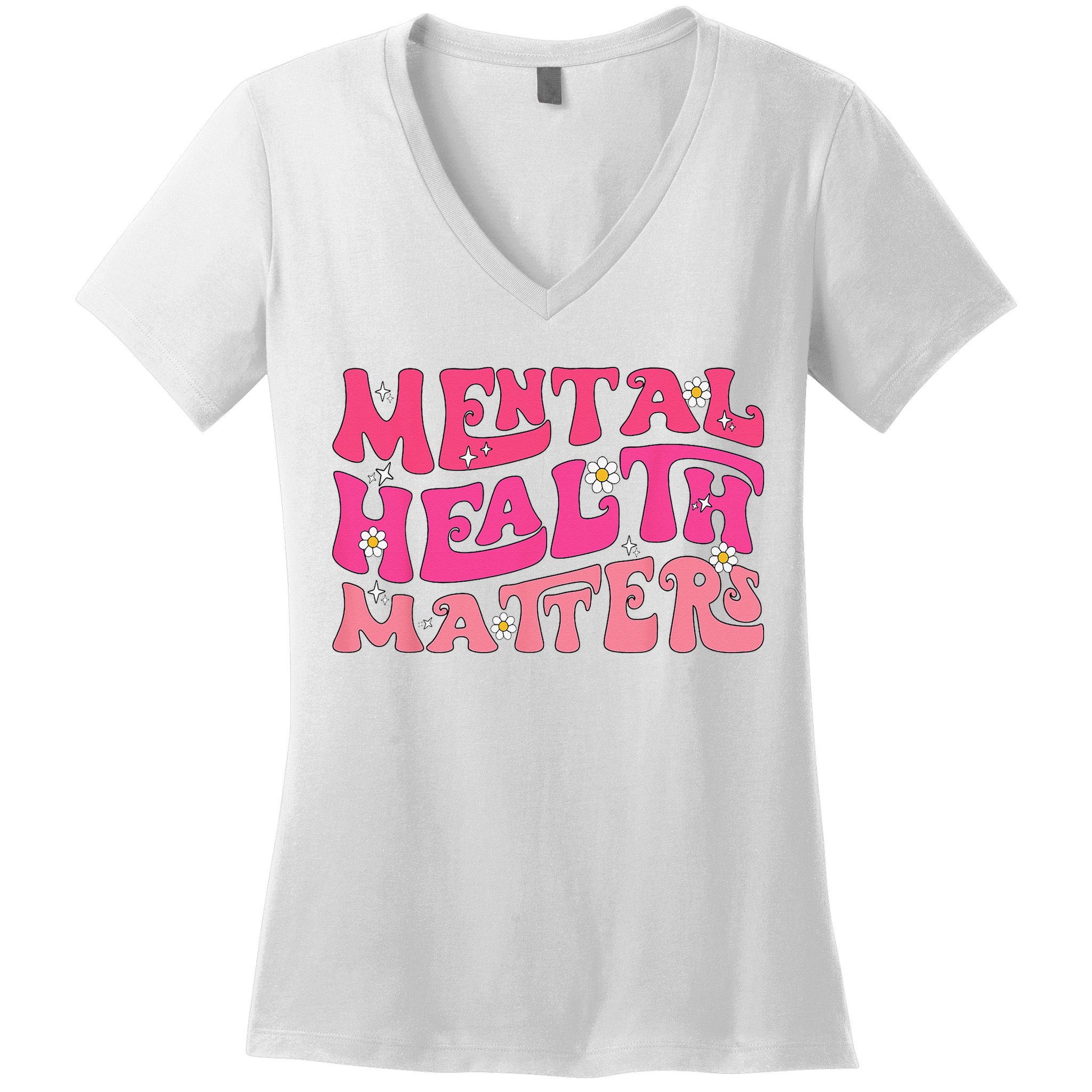 Mental Health Matters Groovy Psychologist Therapy Squad Women's V-Neck T-Shirt