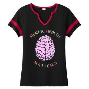 Mental Health Matters Brain Ladies Halftime Notch Neck Tee