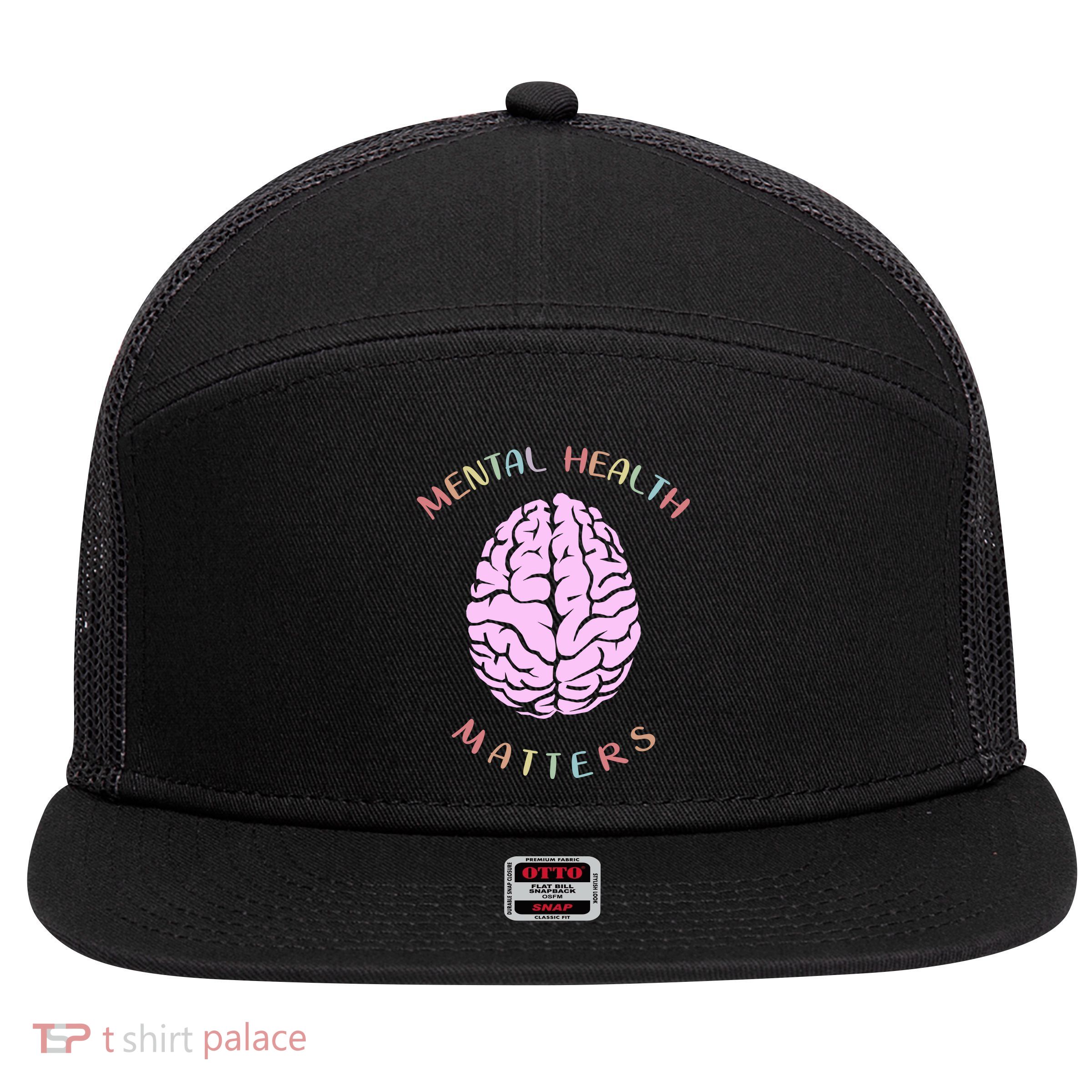 Mental Health Matters Brain 7 Panel Mesh Trucker Snapback Hat