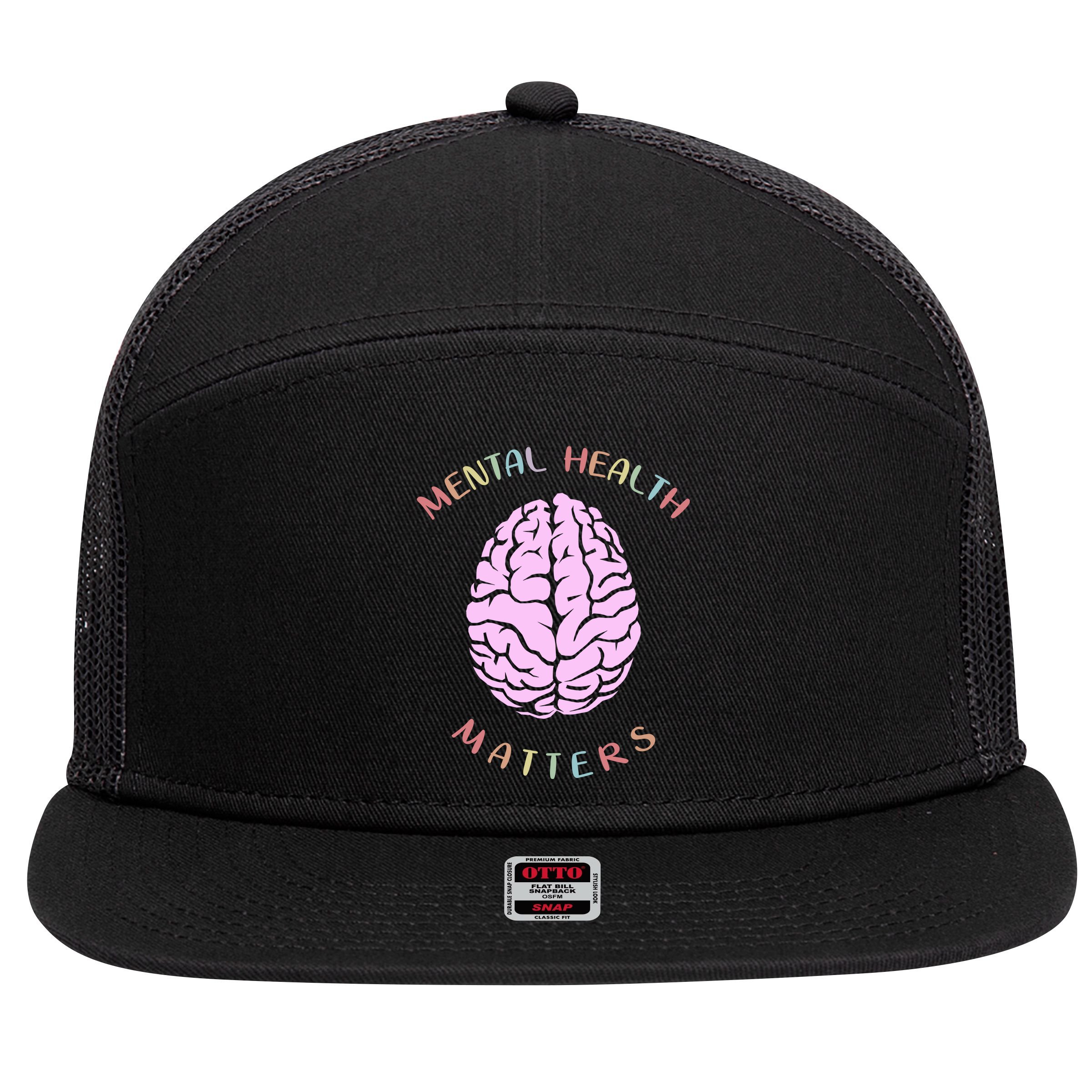 Mental Health Matters Brain 7 Panel Mesh Trucker Snapback Hat