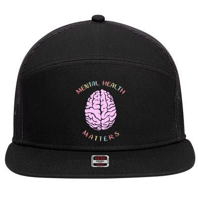 Mental Health Matters Brain 7 Panel Mesh Trucker Snapback Hat