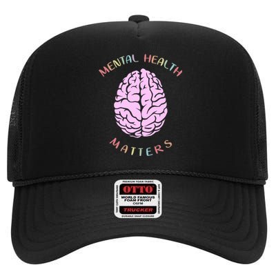 Mental Health Matters Brain High Crown Mesh Back Trucker Hat