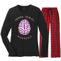 Mental Health Matters Brain Women's Long Sleeve Flannel Pajama Set 