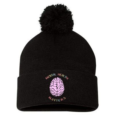 Mental Health Matters Brain Pom Pom 12in Knit Beanie