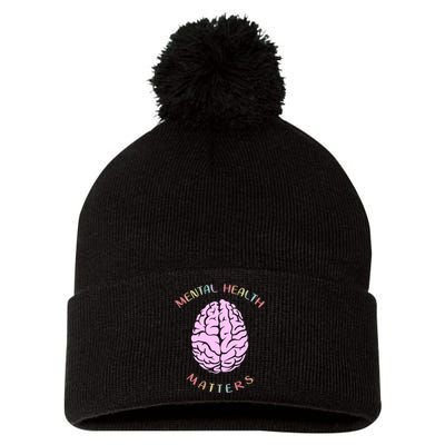 Mental Health Matters Brain Pom Pom 12in Knit Beanie