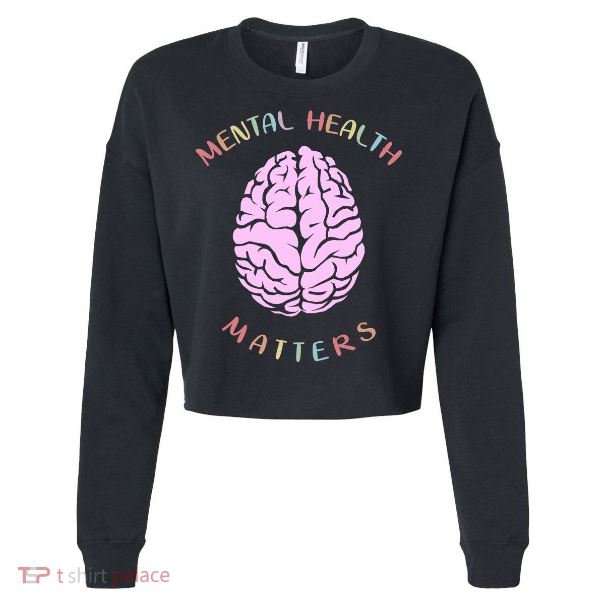 Mental Health Matters Brain Cropped Pullover Crew
