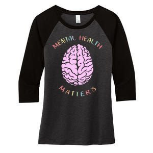 Mental Health Matters Brain Women's Tri-Blend 3/4-Sleeve Raglan Shirt