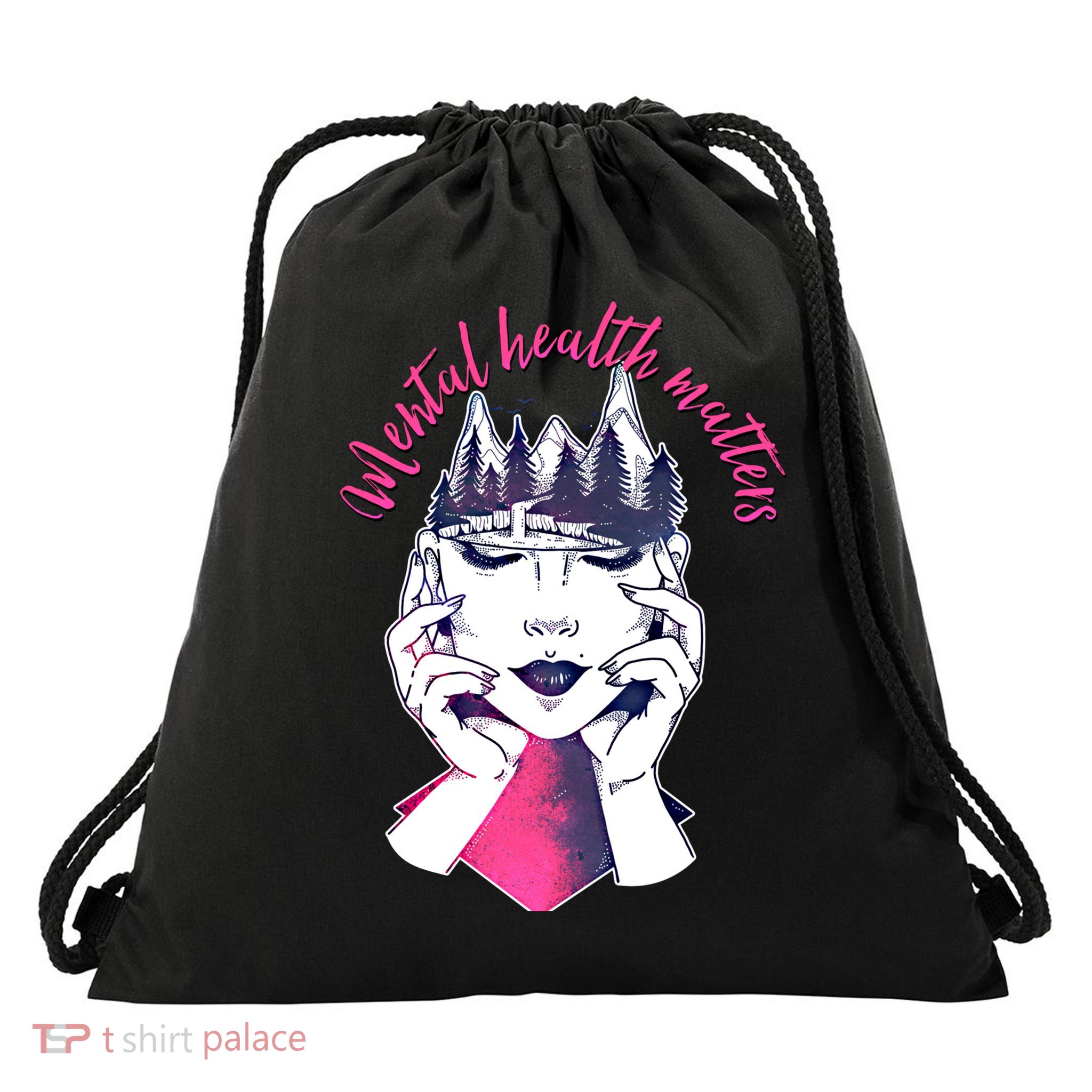 Mental Health Matters S Care Positivity Natural Forest Cute Gift Drawstring Bag