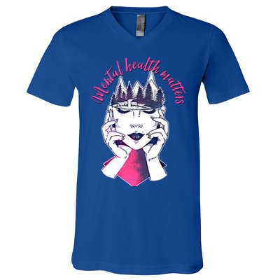 Mental Health Matters S Care Positivity Natural Forest Cute Gift V-Neck T-Shirt