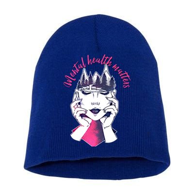Mental Health Matters S Care Positivity Natural Forest Cute Gift Short Acrylic Beanie