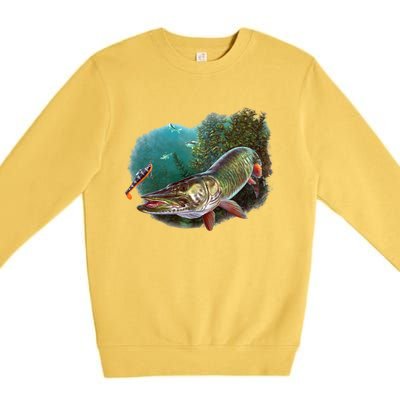 Muskie Hunter Musky Fisher Lure Fly Fishing Novelty Funny Gift Premium Crewneck Sweatshirt