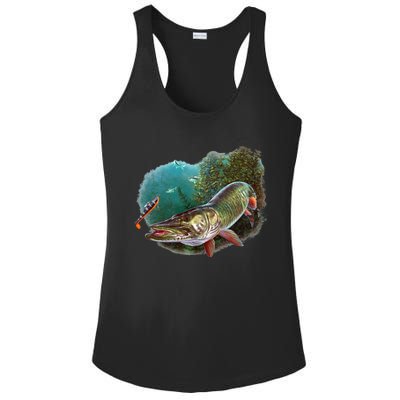 Muskie Hunter Musky Fisher Lure Fly Fishing Novelty Funny Gift Ladies PosiCharge Competitor Racerback Tank