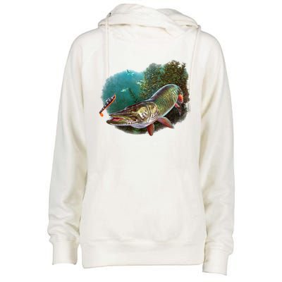 Muskie Hunter Musky Fisher Lure Fly Fishing Novelty Funny Gift Womens Funnel Neck Pullover Hood