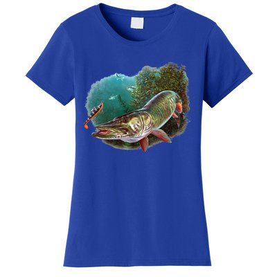 Muskie Hunter Musky Fisher Lure Fly Fishing Novelty Funny Gift Women's T-Shirt