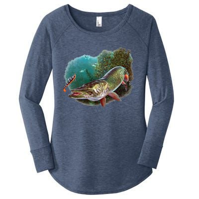 Muskie Hunter Musky Fisher Lure Fly Fishing Novelty Funny Gift Women's Perfect Tri Tunic Long Sleeve Shirt