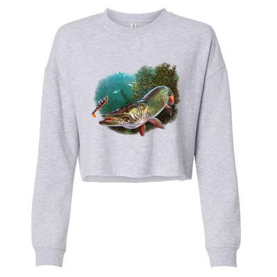 Muskie Hunter Musky Fisher Lure Fly Fishing Novelty Funny Gift Cropped Pullover Crew