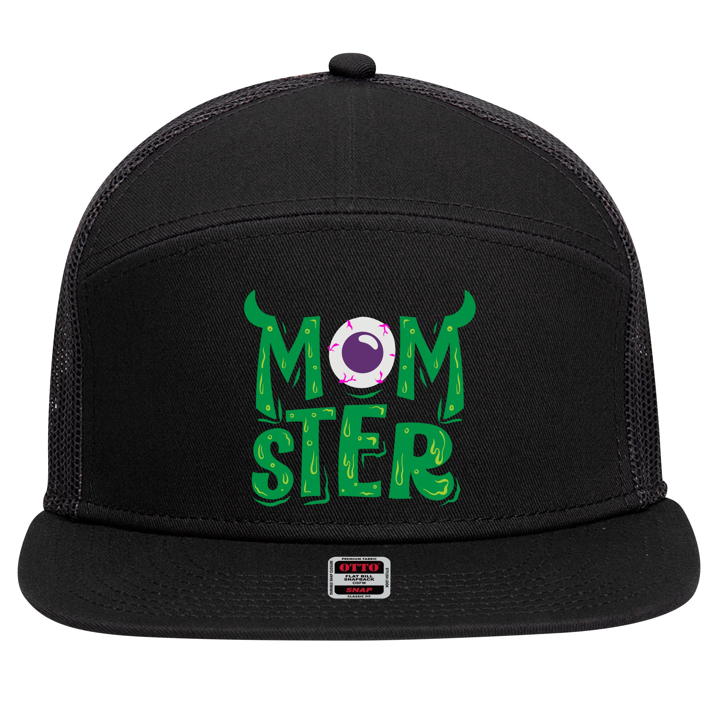 Momster Halloween Mom 7 Panel Mesh Trucker Snapback Hat