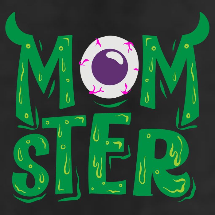 Momster Halloween Mom 7 Panel Mesh Trucker Snapback Hat