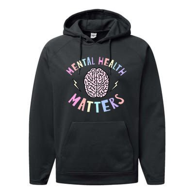 Mental Health Matters Awareness Brain Flash Performance Fleece Hoodie