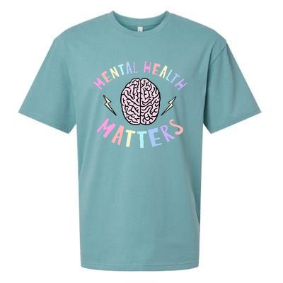 Mental Health Matters Awareness Brain Flash Sueded Cloud Jersey T-Shirt