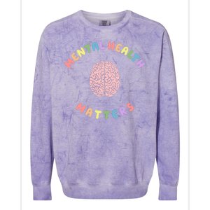 Mental Health Matters Rainbow Brain Awareness Colorblast Crewneck Sweatshirt