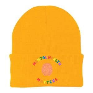 Mental Health Matters Rainbow Brain Awareness Knit Cap Winter Beanie