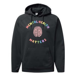 Mental Health Matters Rainbow Brain Awareness Performance Fleece Hoodie