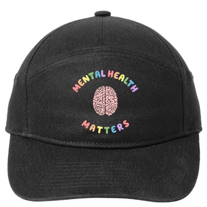 Mental Health Matters Rainbow Brain Awareness 7-Panel Snapback Hat