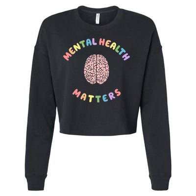 Mental Health Matters Rainbow Brain Awareness Cropped Pullover Crew