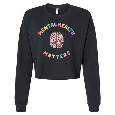 Mental Health Matters Rainbow Brain Awareness Cropped Pullover Crew