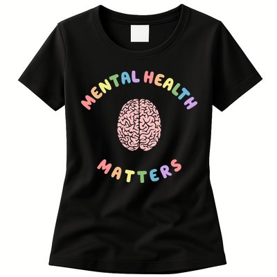 Mental Health Matters Rainbow Brain Awareness Womens T-Shirt