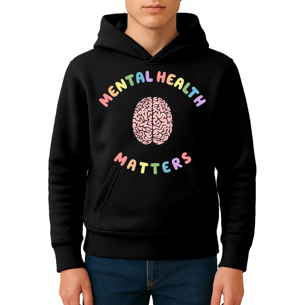 Mental Health Matters Rainbow Brain Awareness Kids Hoodie