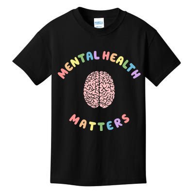 Mental Health Matters Rainbow Brain Awareness Kids T-Shirt